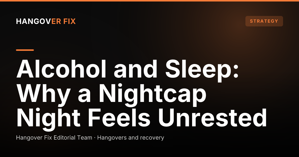 A rumpled bed at dawn with curtains half open, a quiet scene about alcohol, broken sleep and the morning after.